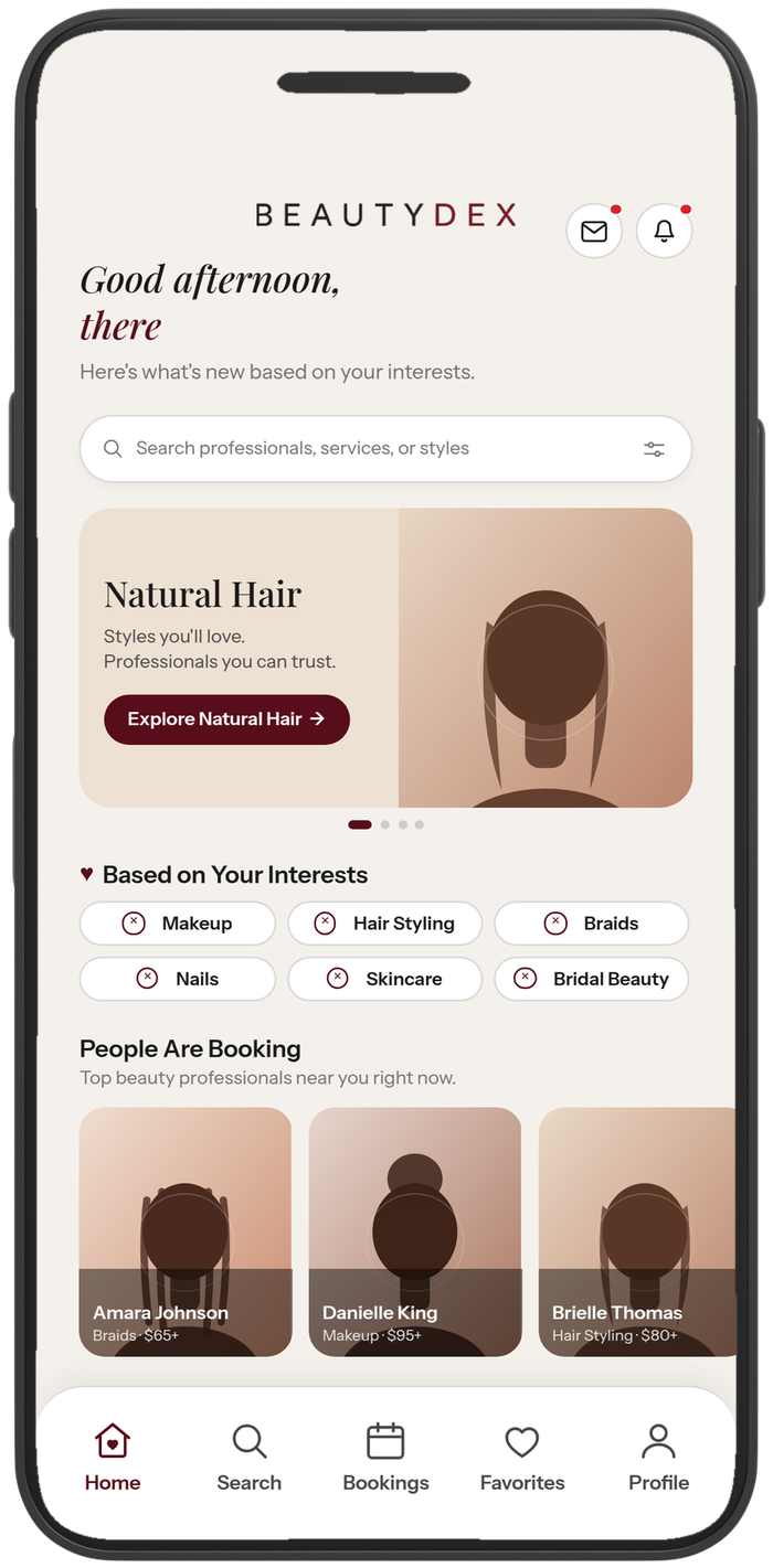 BeautyDex Home screen